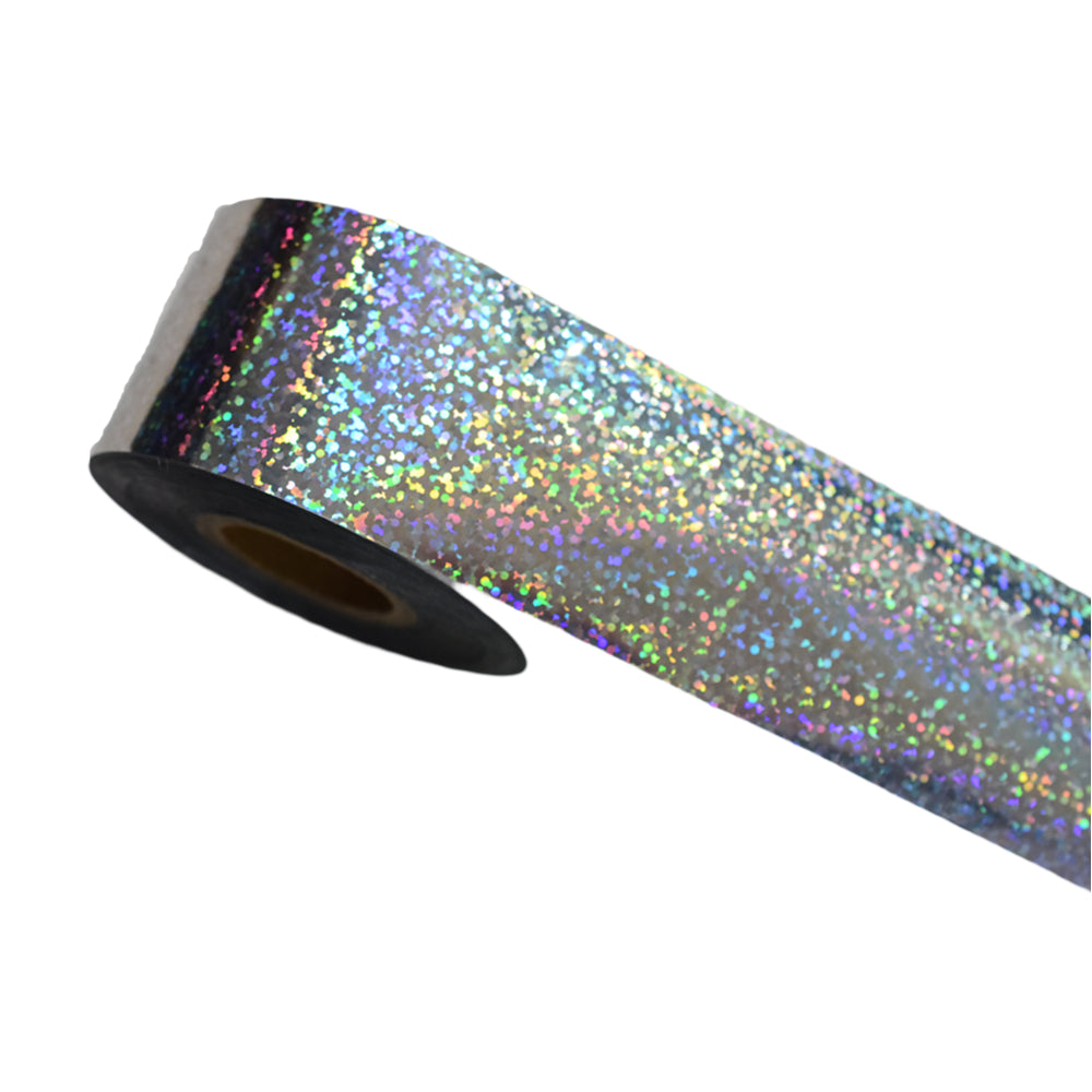 100m Holographic Silver Crushed Glitter Nail Foil Roll 838