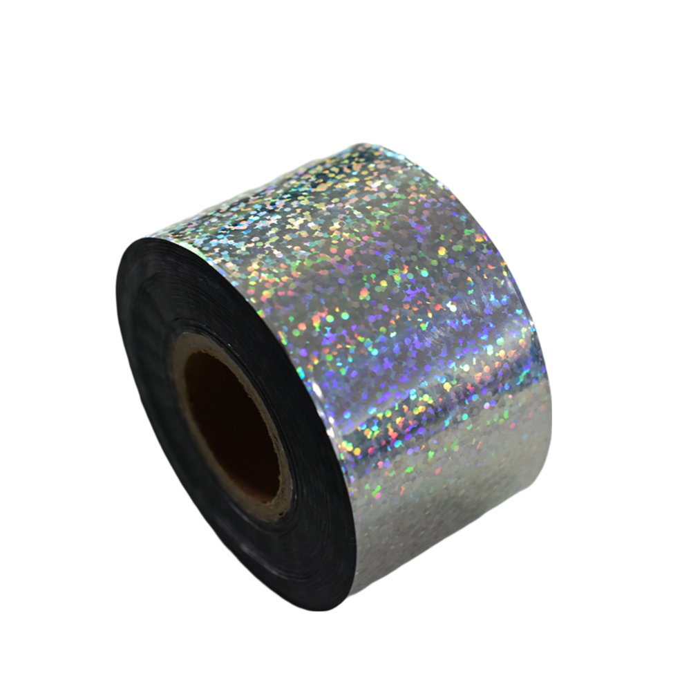 100m Holographic Silver Crushed Glitter Nail Foil Roll 838