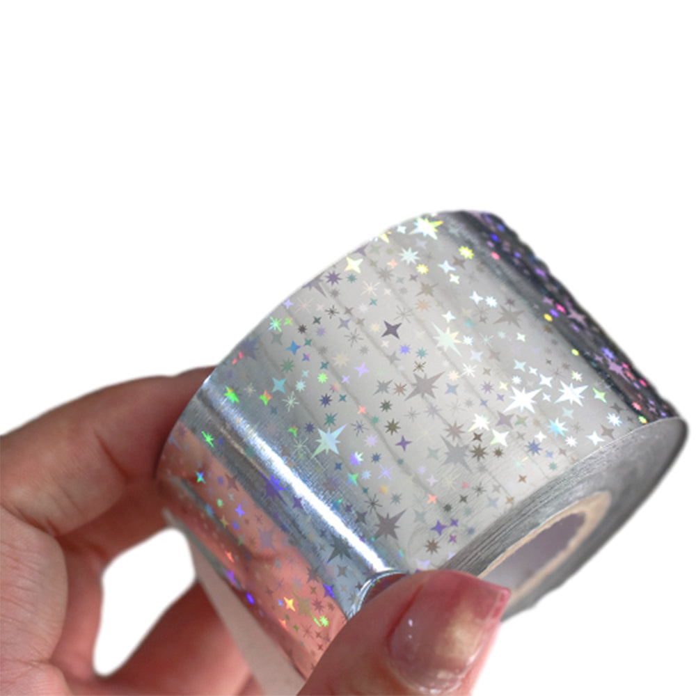 100m Holographic Silver Starry Galaxy Nail Foil Roll 825