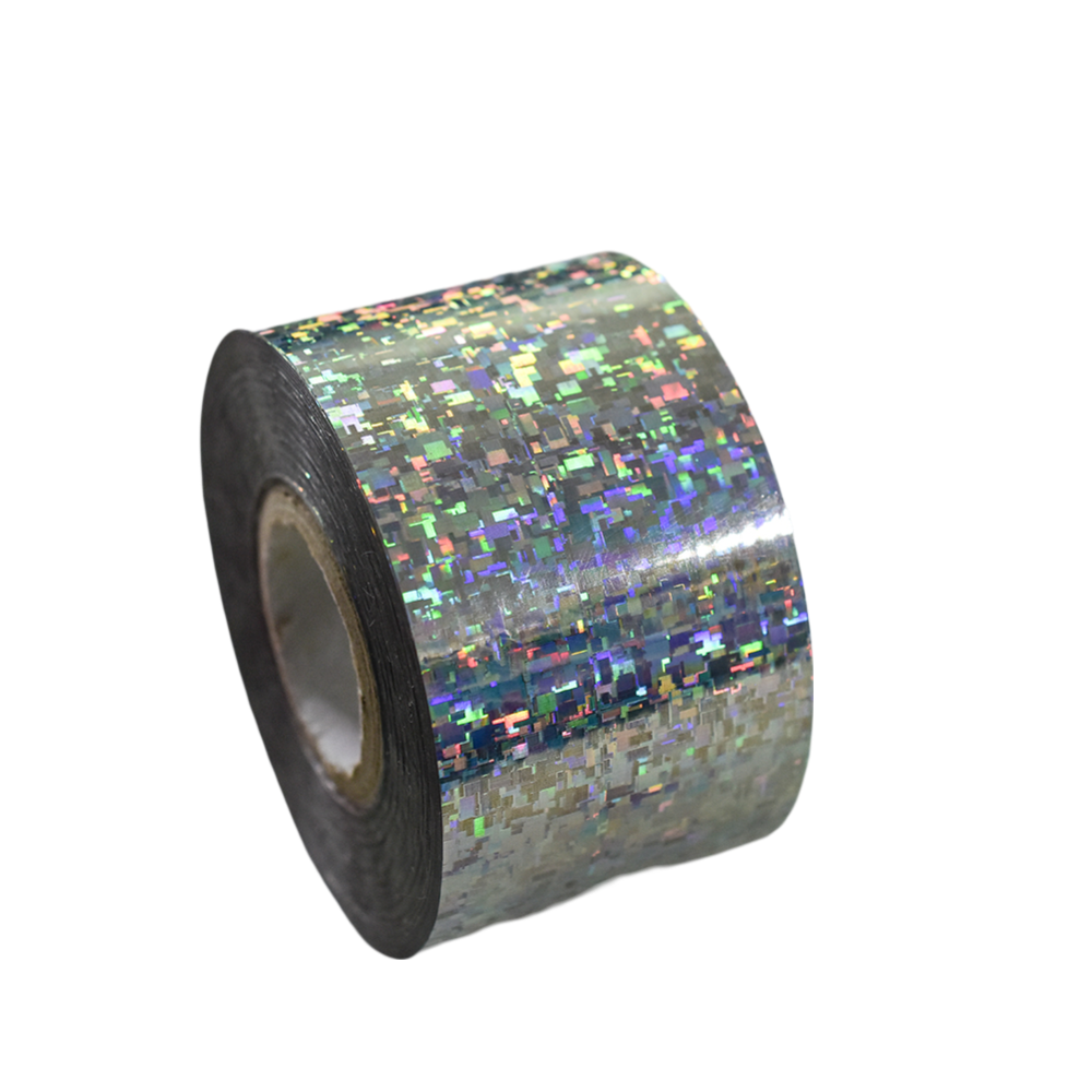 100m Pixel Holographic Silver Mosaic Shattered Glass Nail Foil 847