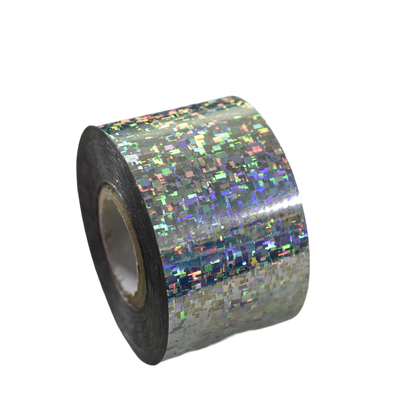 100m Pixel Holographic Silver Mosaic Shattered Glass Nail Foil 847