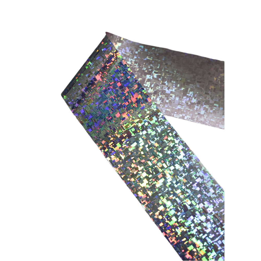 100m Pixel Holographic Silver Mosaic Shattered Glass Nail Foil 847