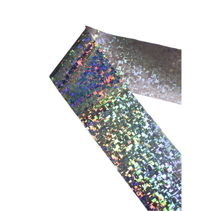 100m Pixel Holographic Silver Mosaic Shattered Glass Nail Foil 847