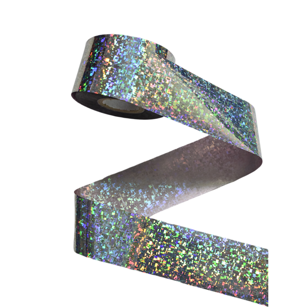 100m Pixel Holographic Silver Mosaic Shattered Glass Nail Foil 847