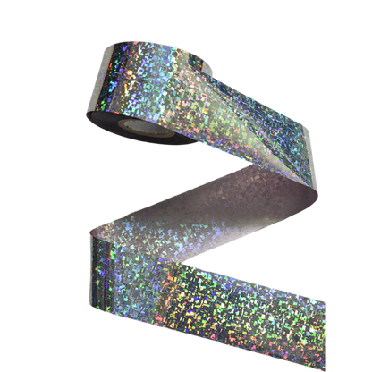 100m Pixel Holographic Silver Mosaic Shattered Glass Nail Foil 847