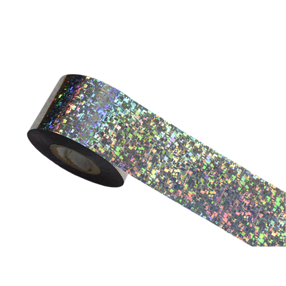 100m Pixel Holographic Silver Mosaic Shattered Glass Nail Foil 847