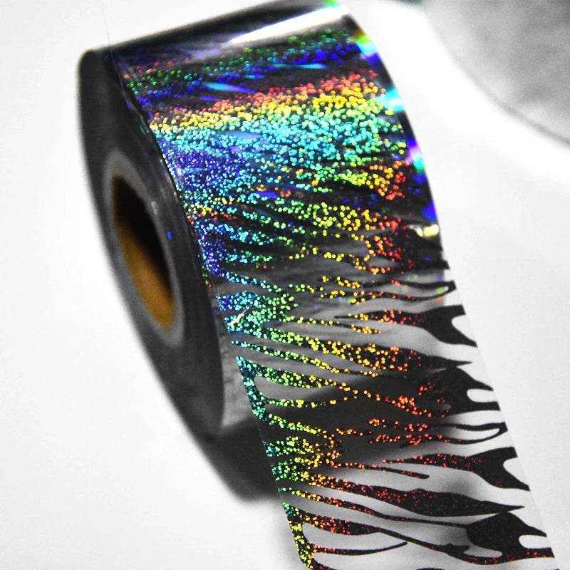 100meters Holographic Zebra Print Nail Transfer Foil Paper