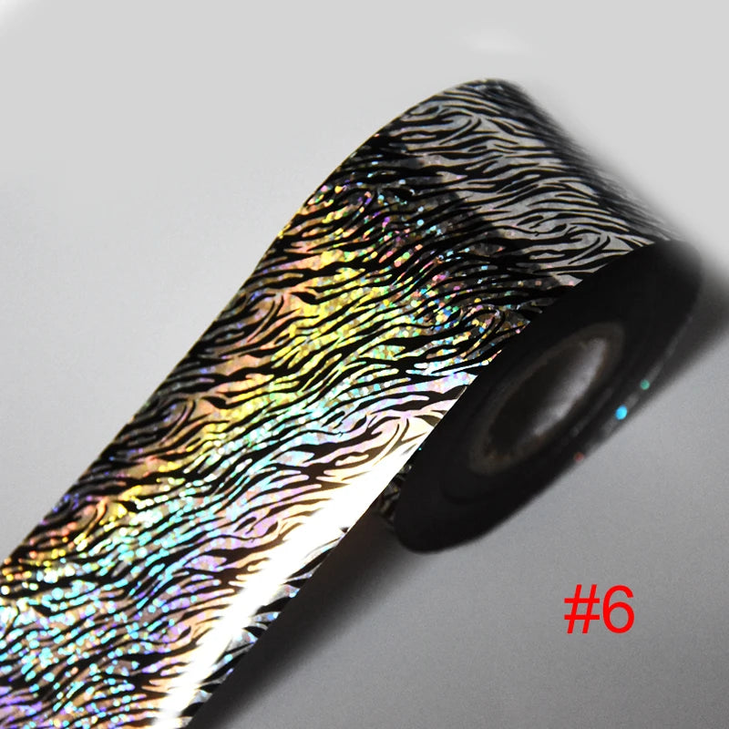 100meters Holographic Zebra Print Nail Transfer Foil Paper - Nail MAD