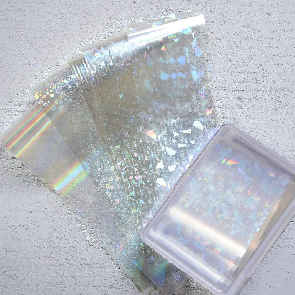 10rolls 50cm Clear Nail Art Transfer Foils Broken Glass Nail Transfer Paper