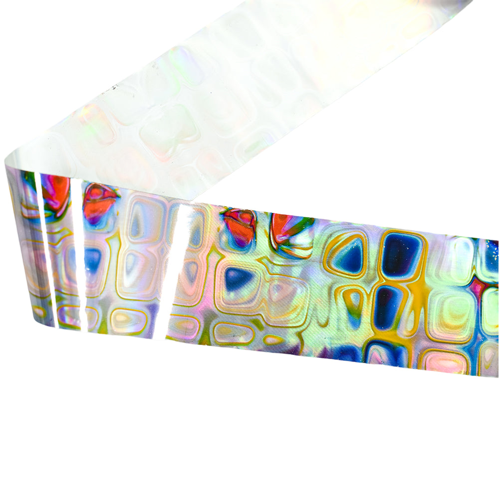 120m Abstract Nail Foil | Colorful Stained Glass & Watercolor Transfer Foil 03