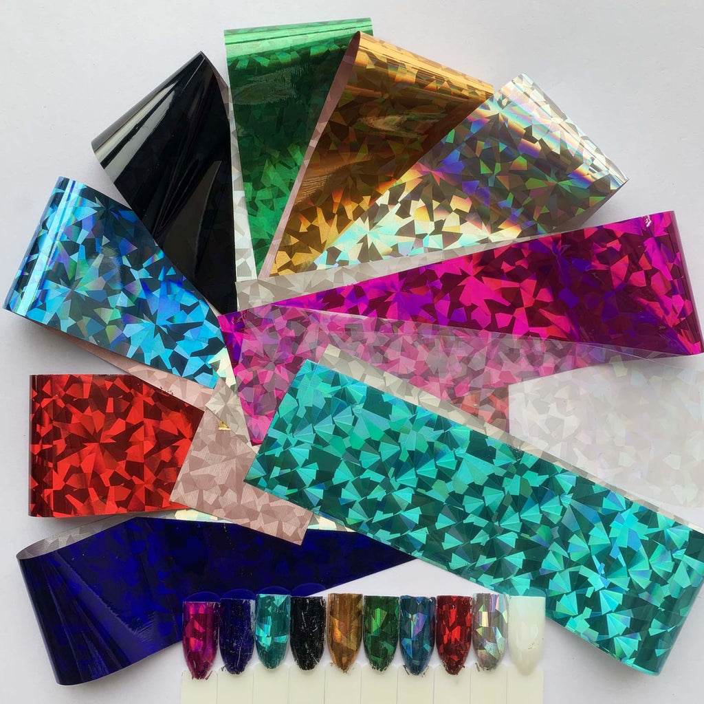 120m Crystal Holographic Silver Gold Shattered Glass Nail Art Foil 807