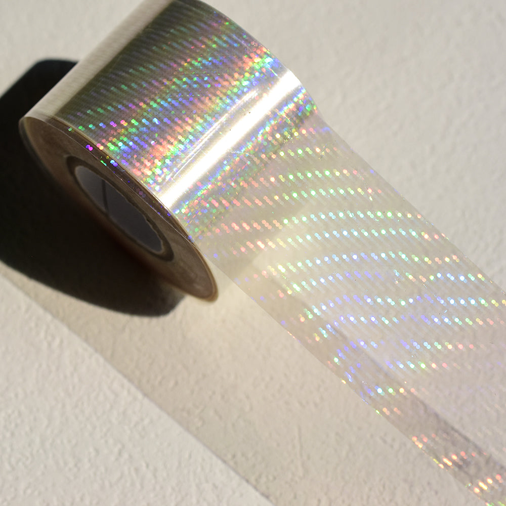 120m Holo Pixel Dot Nail Foil | Laser Gold Silver Stripe Manicure Transfers 846