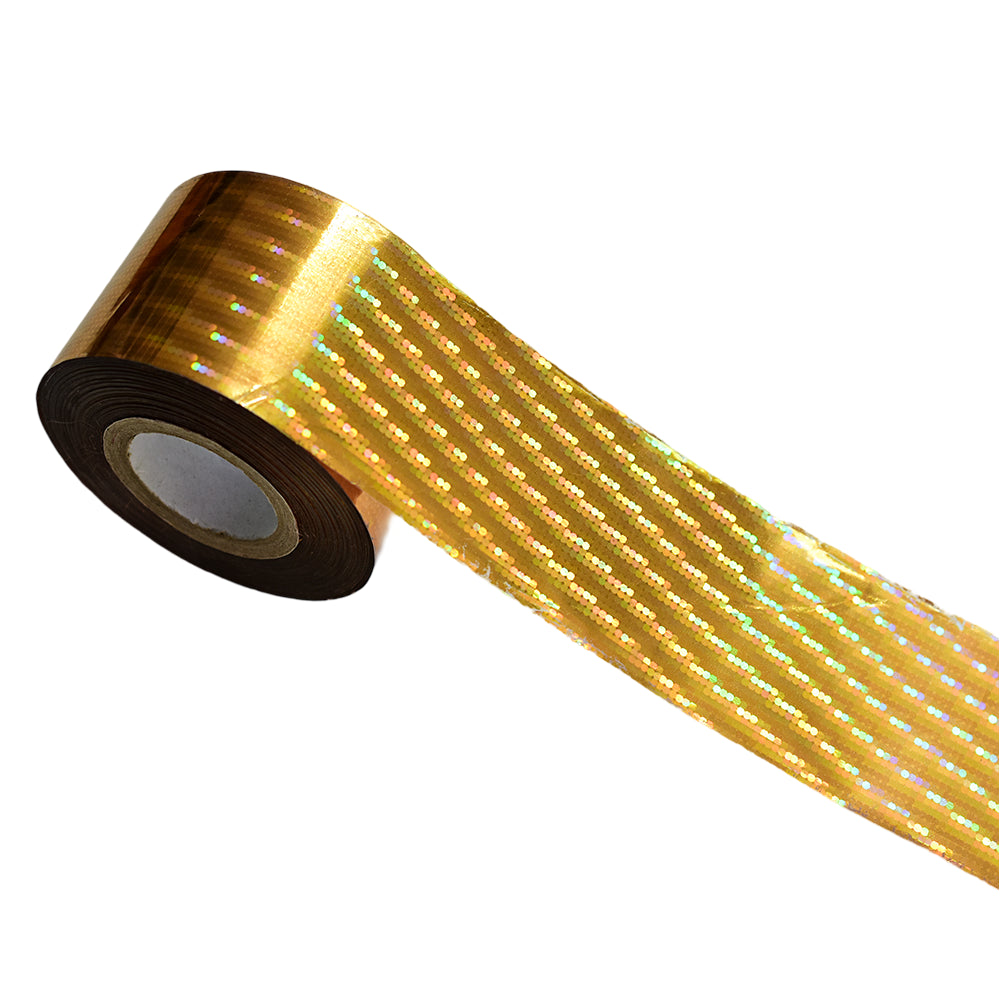 120m Holo Pixel Dot Nail Foil | Laser Silver Gold Stripe Manicure Transfers 846