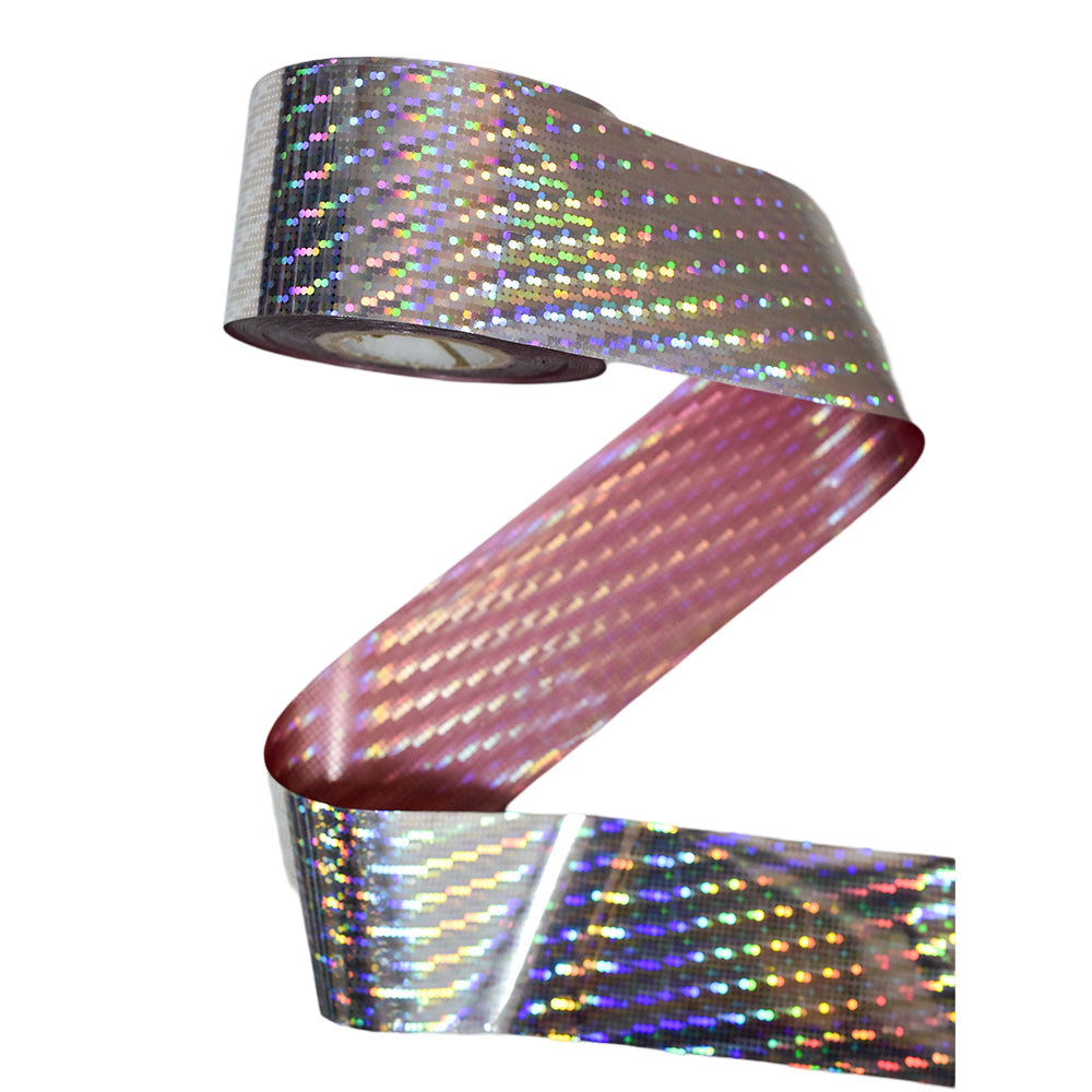 120m Holo Pixel Dot Nail Foil | Laser Silver Gold Stripe Manicure Transfers 846