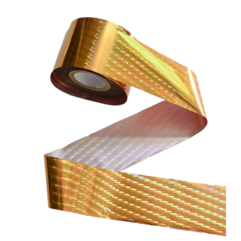 120m Holo Pixel Dot Nail Foil | Laser Silver Gold Stripe Manicure Transfers 846