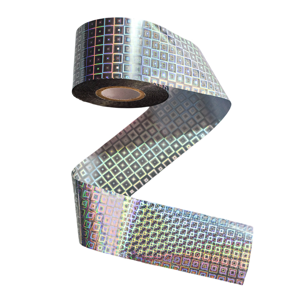 120m Holographic Geometric Grid Nail Art Foil | Laser Silver Nail Transfer Sticker 2004