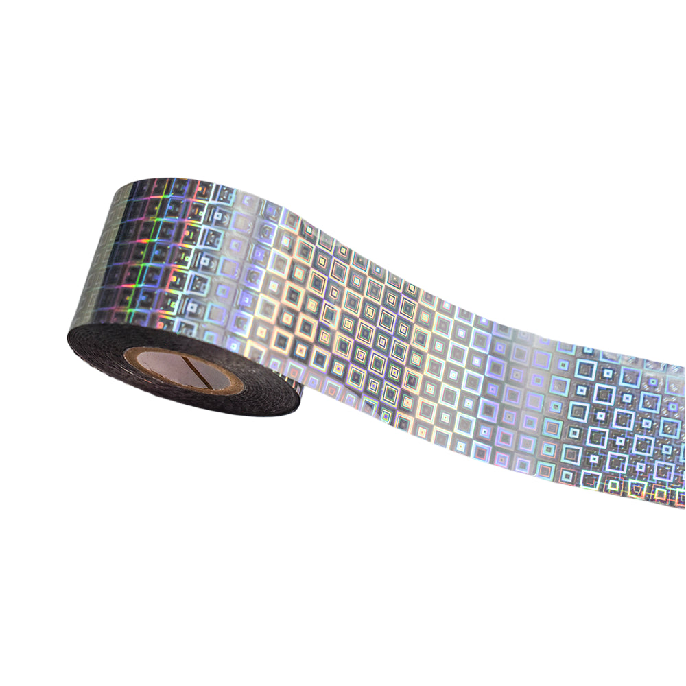 120m Holographic Geometric Grid Nail Art Foil | Laser Silver Nail Transfer Sticker 2004