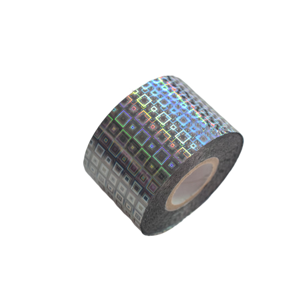120m Holographic Geometric Grid Nail Art Foil | Laser Silver Nail Transfer Sticker 2004