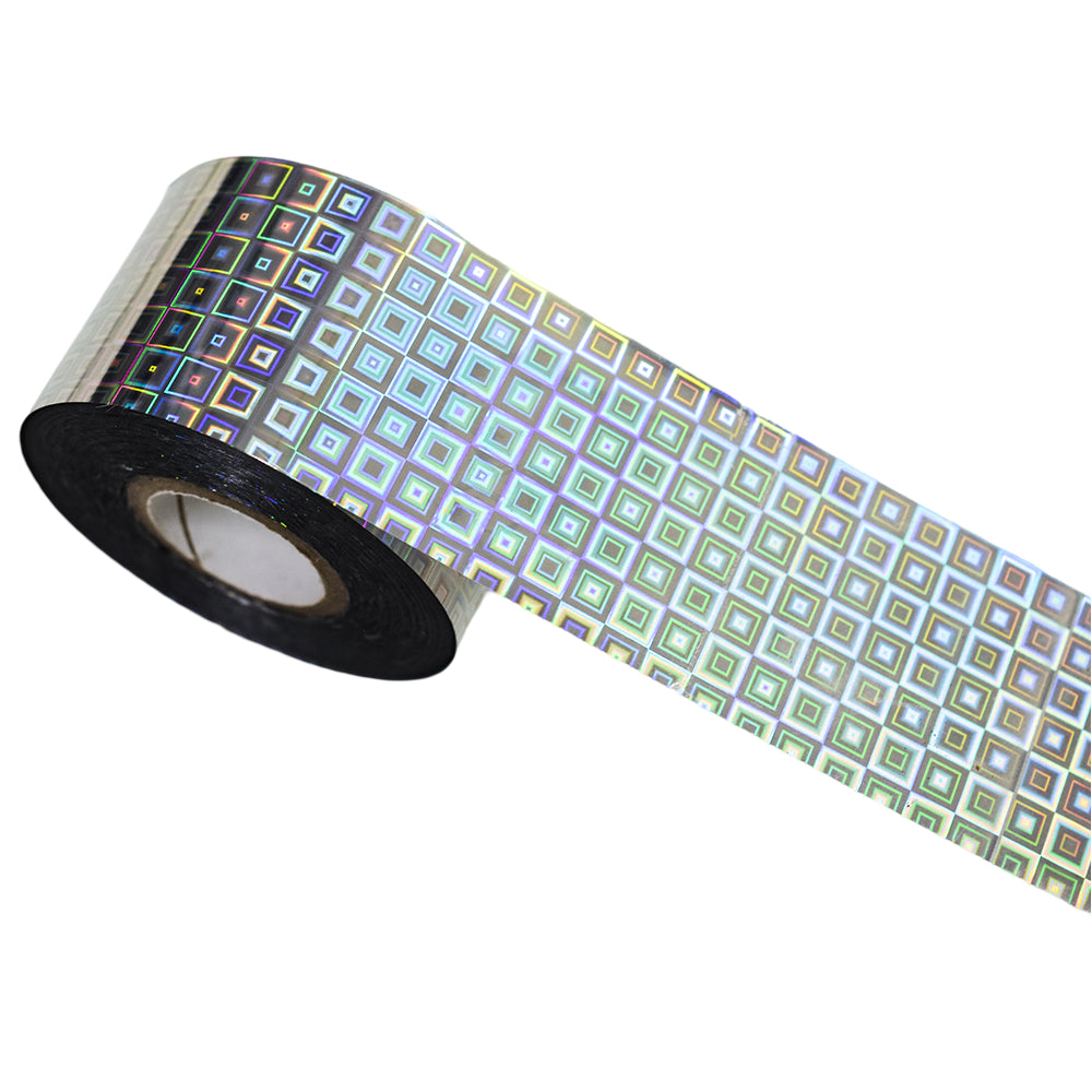 120m Holographic Grid Nail Foil | Geometric Square Nail Art Transfer WH04