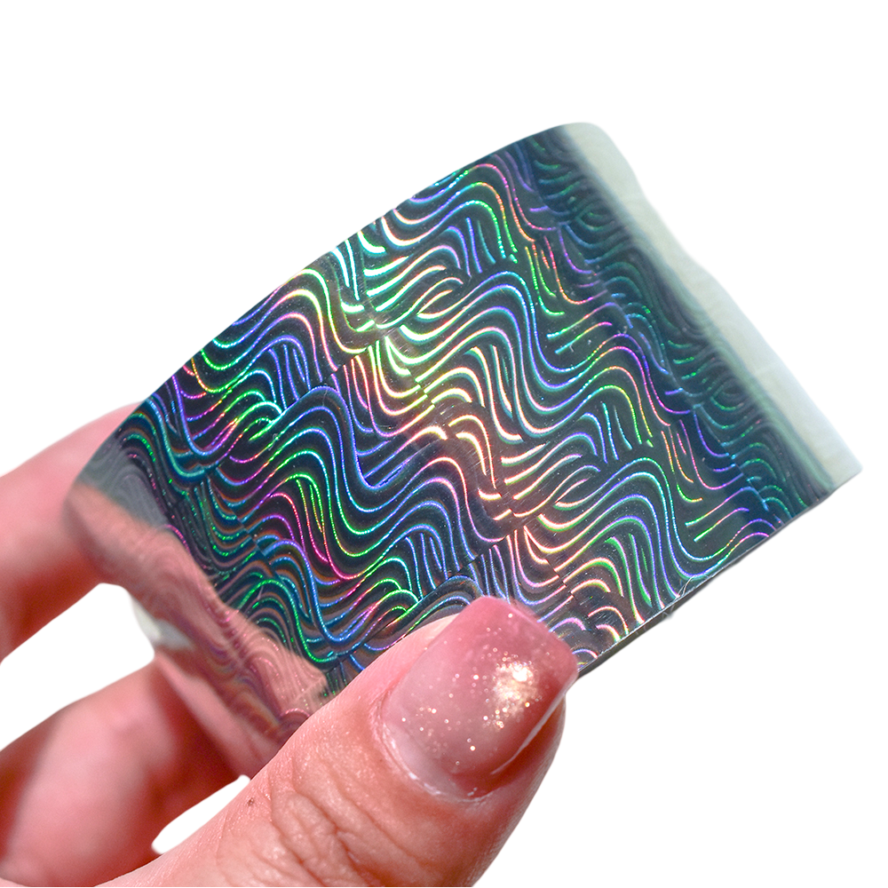 120m Holographic Liquid Swirl Nail Foil | Holo Wave Manicure Art Sticker