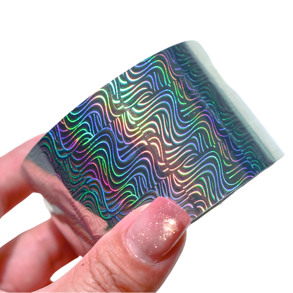 120m Holographic Liquid Swirl Nail Foil | Holo Wave Manicure Art Sticker