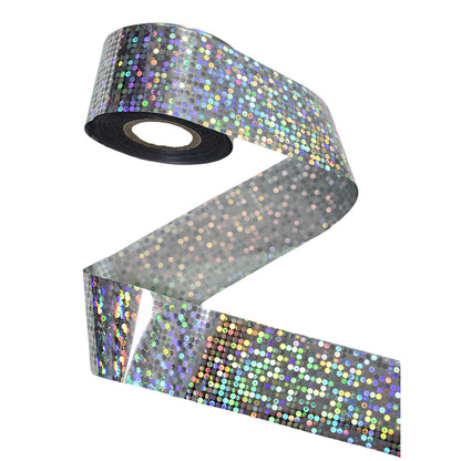 120m Holographic Polka Dots Nail Foil | Laser Silver Sequin Nail Art Transfers 2029