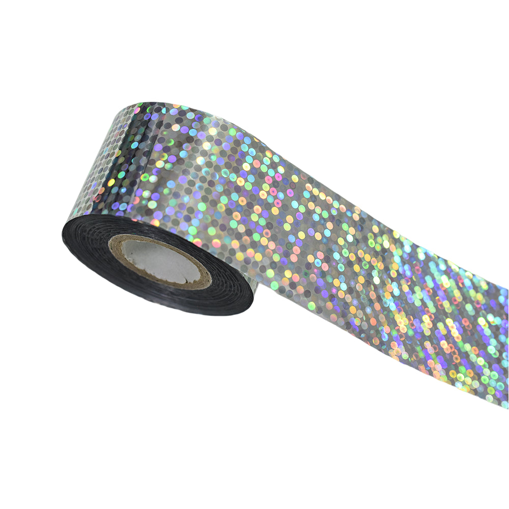 120m Holographic Polka Dots Nail Foil | Laser Silver Sequin Nail Art Transfers 2029