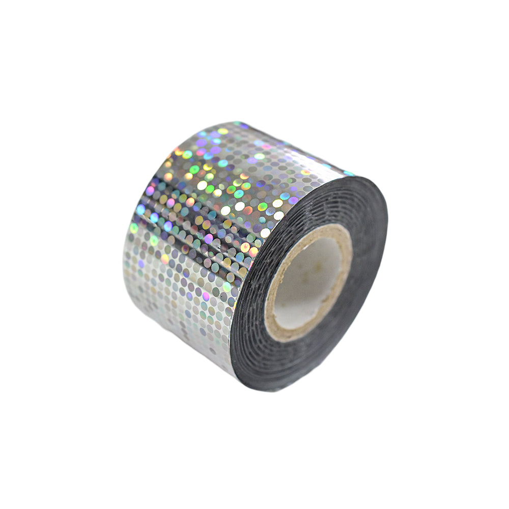 120m Holographic Polka Dots Nail Foil | Laser Silver Sequin Nail Art Transfers 2029