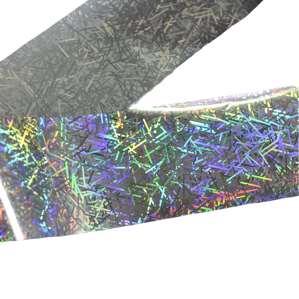 120m Holographic Tinsel Nail Foil - Silver Confetti Party Nail Art Transfer Roll 2005