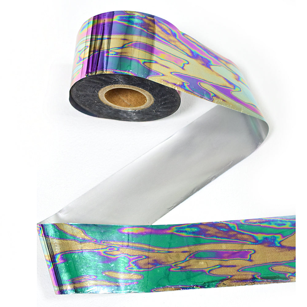 120m Iridescent Aura Agate Nail Foil | Psychedelic Marble Nail Art Transfers 2027