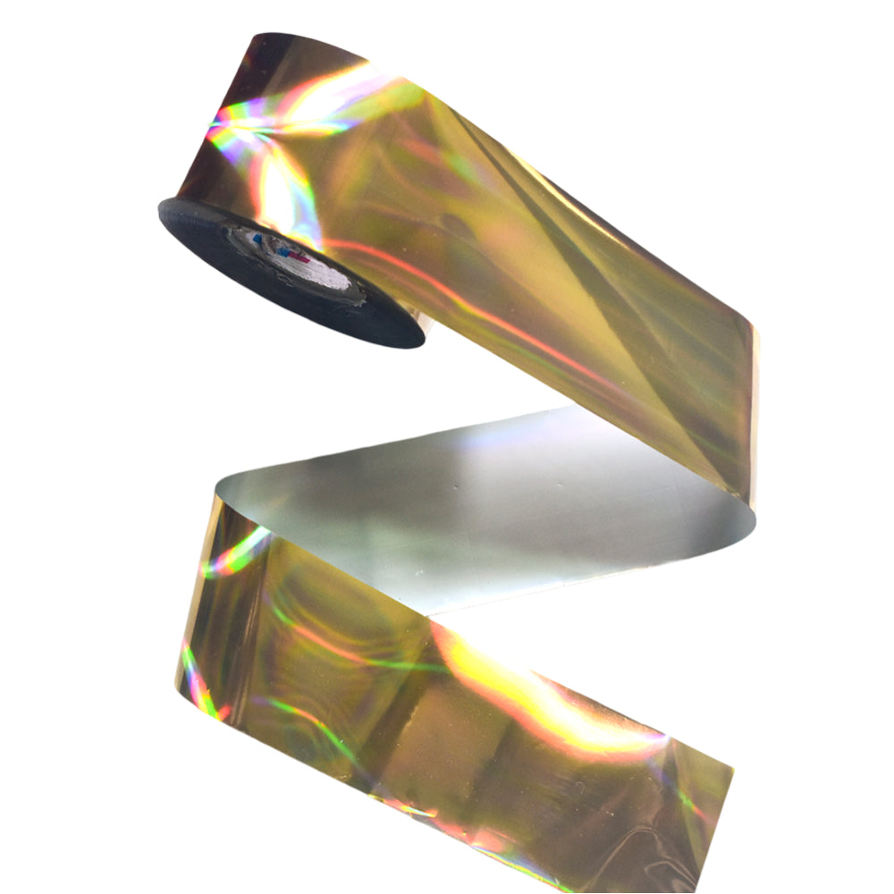 120m Laser Gold Silver Holographic Nail Foil - Chrome Effect Transfer for DIY Manicures