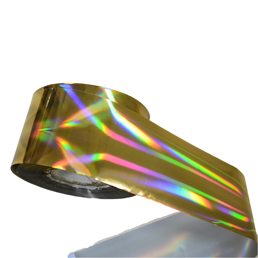 120m Laser Gold Silver Holographic Nail Foil - Chrome Effect Transfer for DIY Manicures
