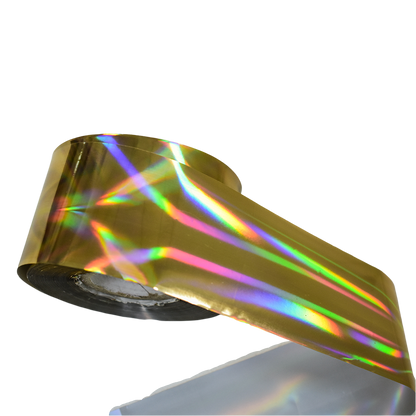 120m Laser Gold Silver Holographic Nail Foil - Chrome Effect Transfer for DIY Manicures