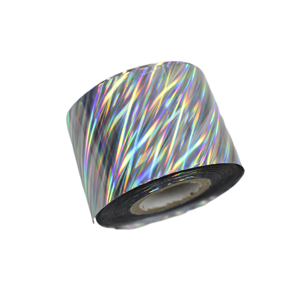 120m Linear Holographic Stripe Nail Foil | Laser Silver Diagonal Nail Transfers 2009