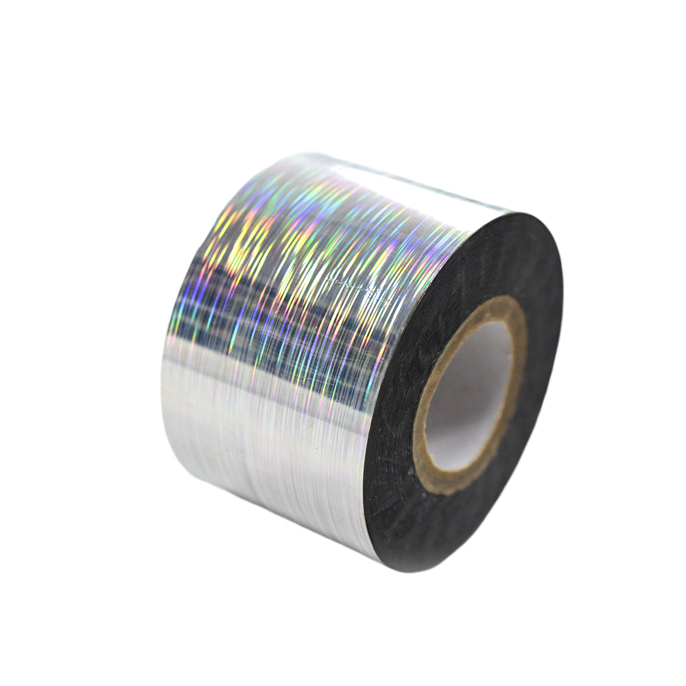 120m Linear Holographic Stripe Nail Foil | Laser Silver Futuristic Nail Transfers 2028