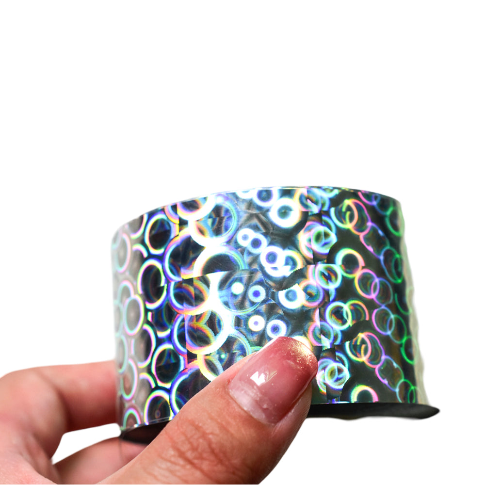 120m Mermaid Scale Holographic Nail Foil | Iridescent Bubble DIY Nail Art Transfer