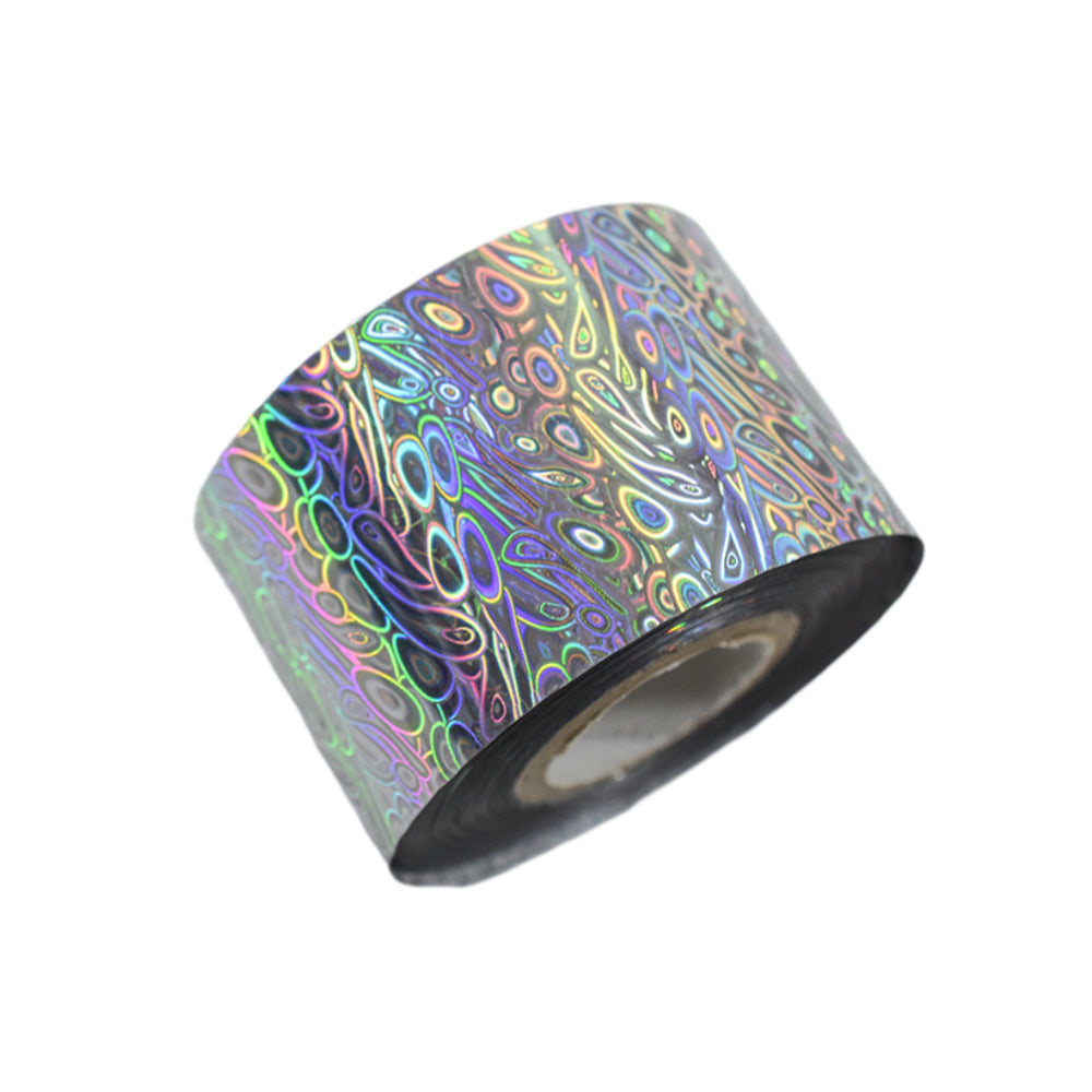120m Psychedelic Swirl Holographic Nail Art Foil | Groovy Trippy Nail Transfers 2006