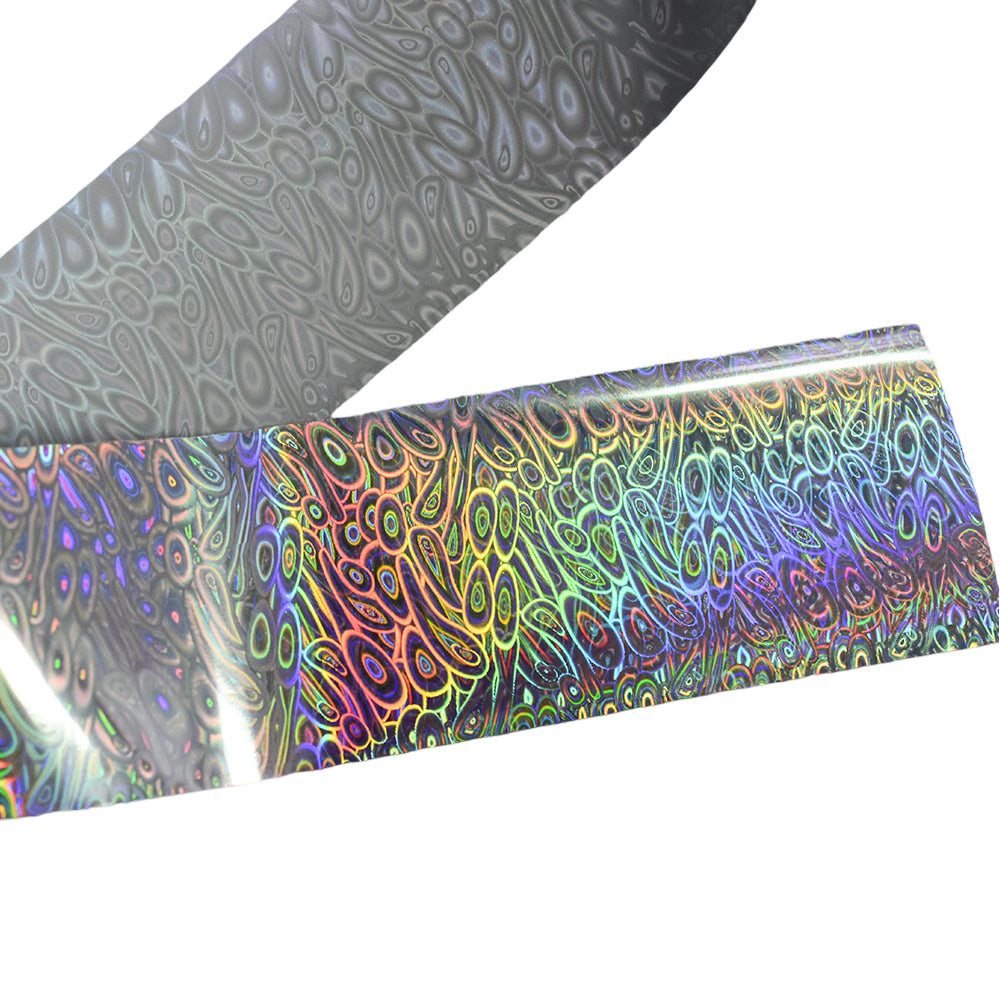 120m Psychedelic Swirl Holographic Nail Art Foil | Groovy Trippy Nail Transfers 2006