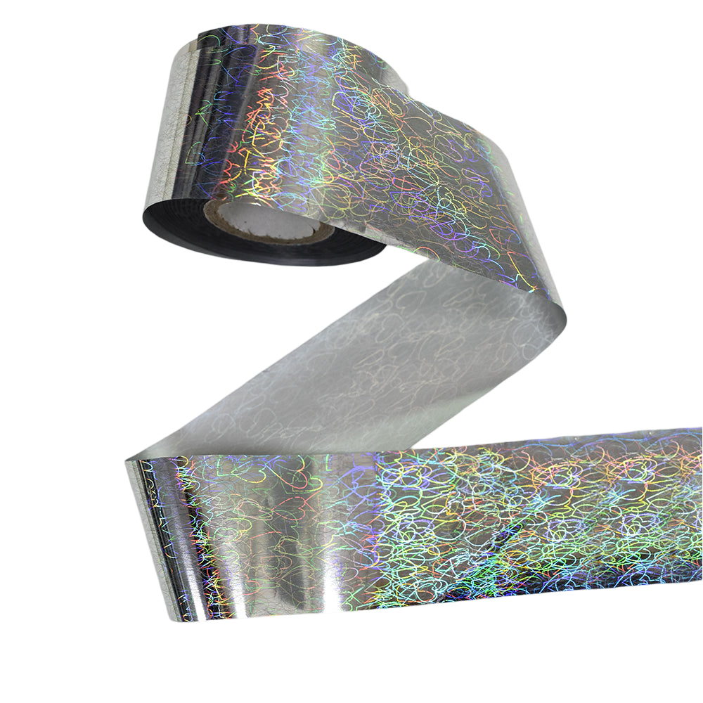 120m Scribble Heart Holographic Nail Foil | Cute Doodle Love Nail Art Transfers 2010