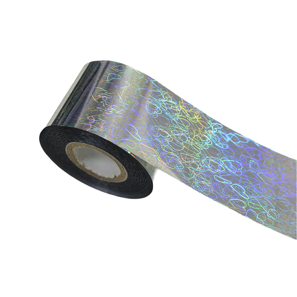 120m Scribble Heart Holographic Nail Foil | Cute Doodle Love Nail Art Transfers 2010