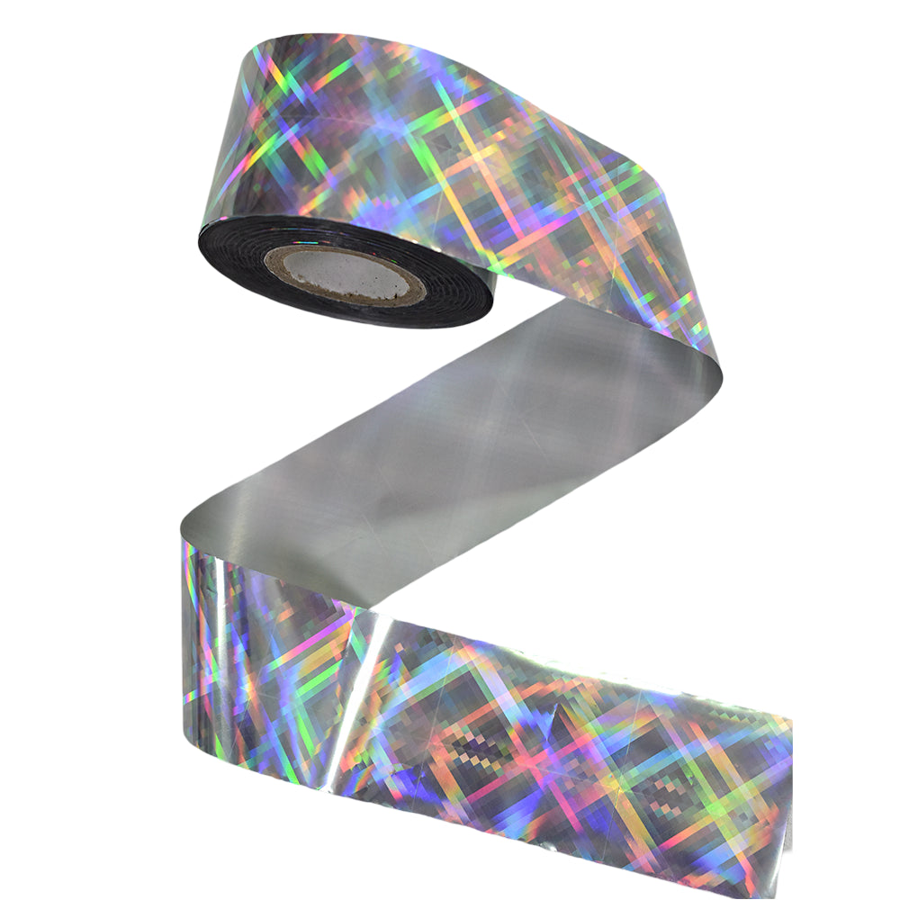 120m Shattered Holographic Nail Foil | Laser Silver Prism DIY Nail Art Transfer 2002