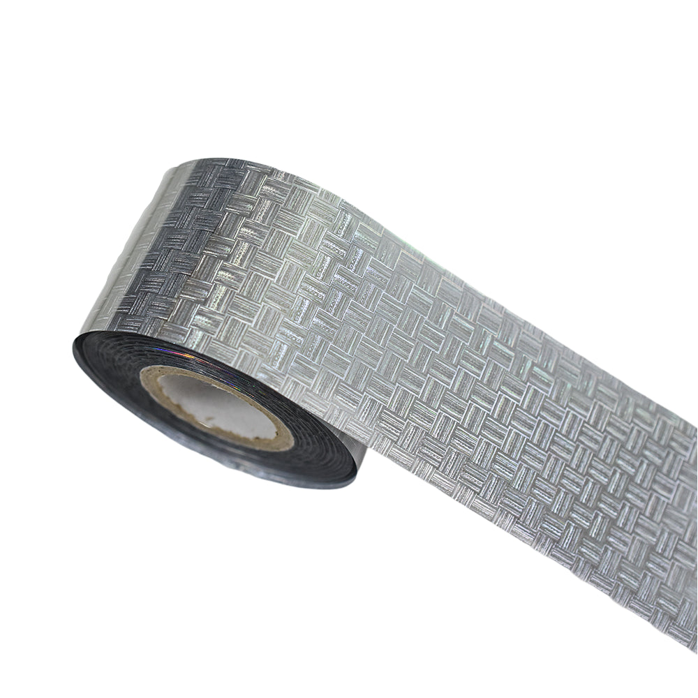 120m Silver Basket Weave Nail Foil | Woven Textured Nail Art Transfers 2030-2