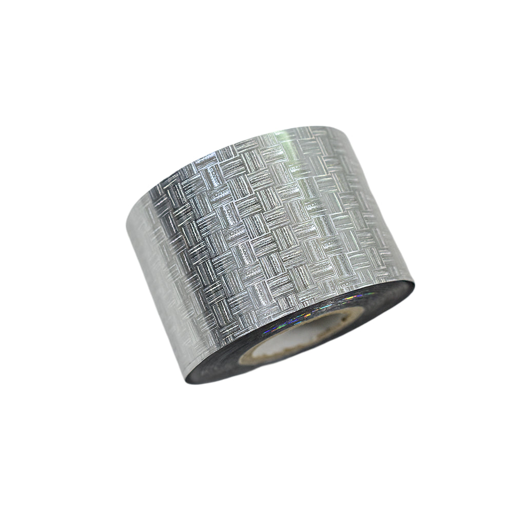 120m Silver Basket Weave Nail Foil | Woven Textured Nail Art Transfers 2030-2