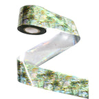 120m Wavy Liquid Marble Nail Foil | Iridescent Green & Gold Abstract Transfers Foil 04