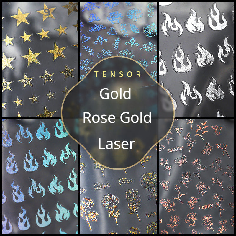 Tensor Nail Sticker Metal Gold 3D Sticker Decals Laser Silver Fire G001 - Nail MAD