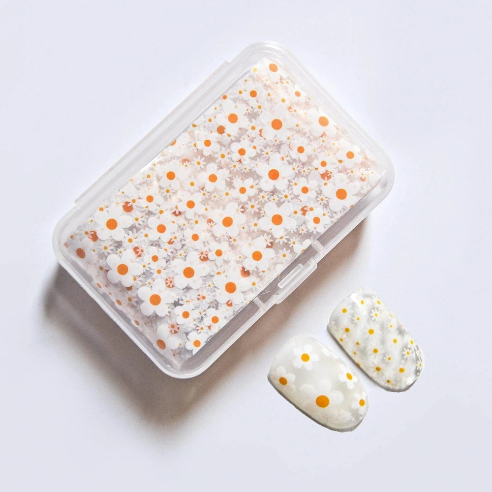 2rolls 100cm Daisy Flowers Nail Foil Transfer Paper Marble Zebra Print