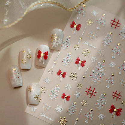Christmas Nail Stickers | Xmas Tree Snowflake Bow Nail Art Decals M819