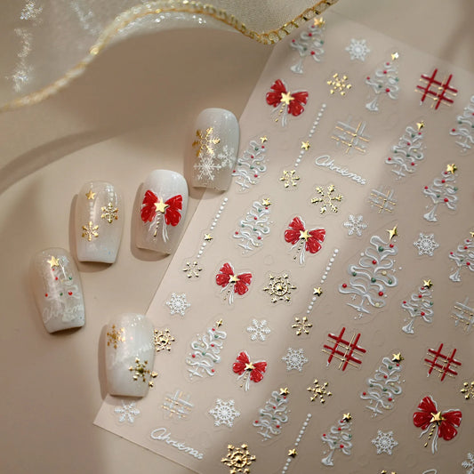Christmas Nail Stickers | Xmas Tree Snowflake Bow Nail Art Decals M819