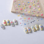 Cute Smile Face & Scribble Heart Nail Stickers Decals 3800
