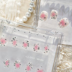 Pink Blush & Star Rhinestone Nail Stickers – Pre-Arranged Self-Adhesive Nail Gems MD039